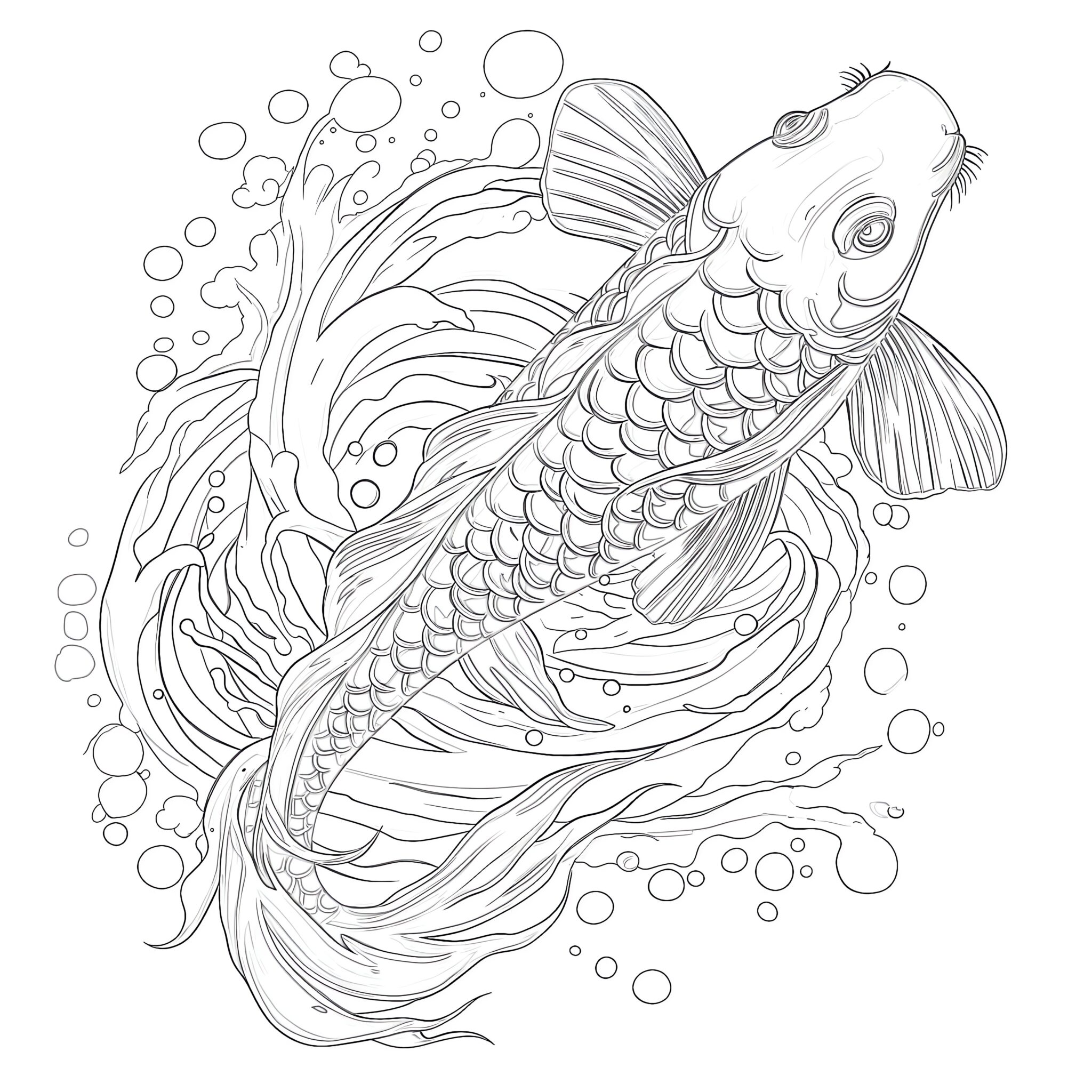 Koi Coloring Page | Coloring Pages Mimi Panda