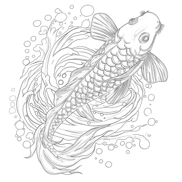 Online Coloring Koi Coloring - Koi Coloring Page 630x630 