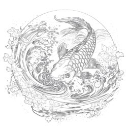 Koi Coloring Pages For Adults - Printable Coloring page