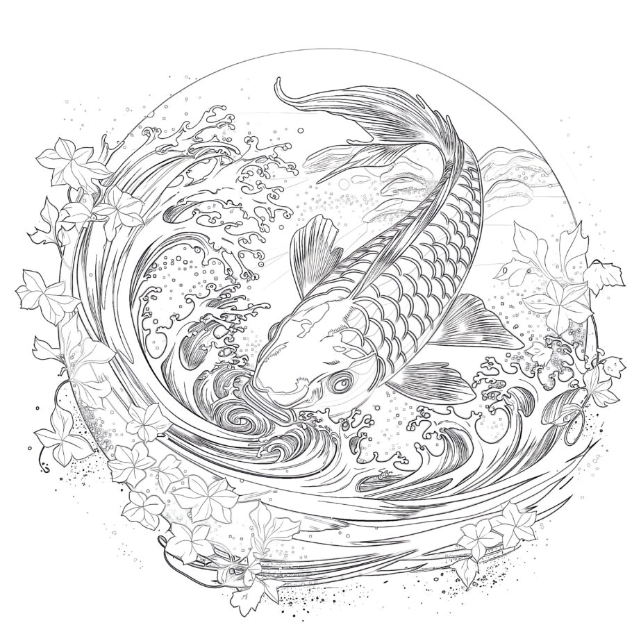 Koi Coloring Pages For Adults