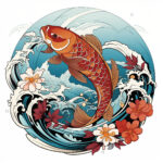 Koi Fish Coloring Page Colored 2