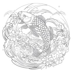 Koi Fish Coloring Page Colored - Printable Coloring page