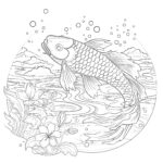 Pages à colorier de poissons Koi pour adultes