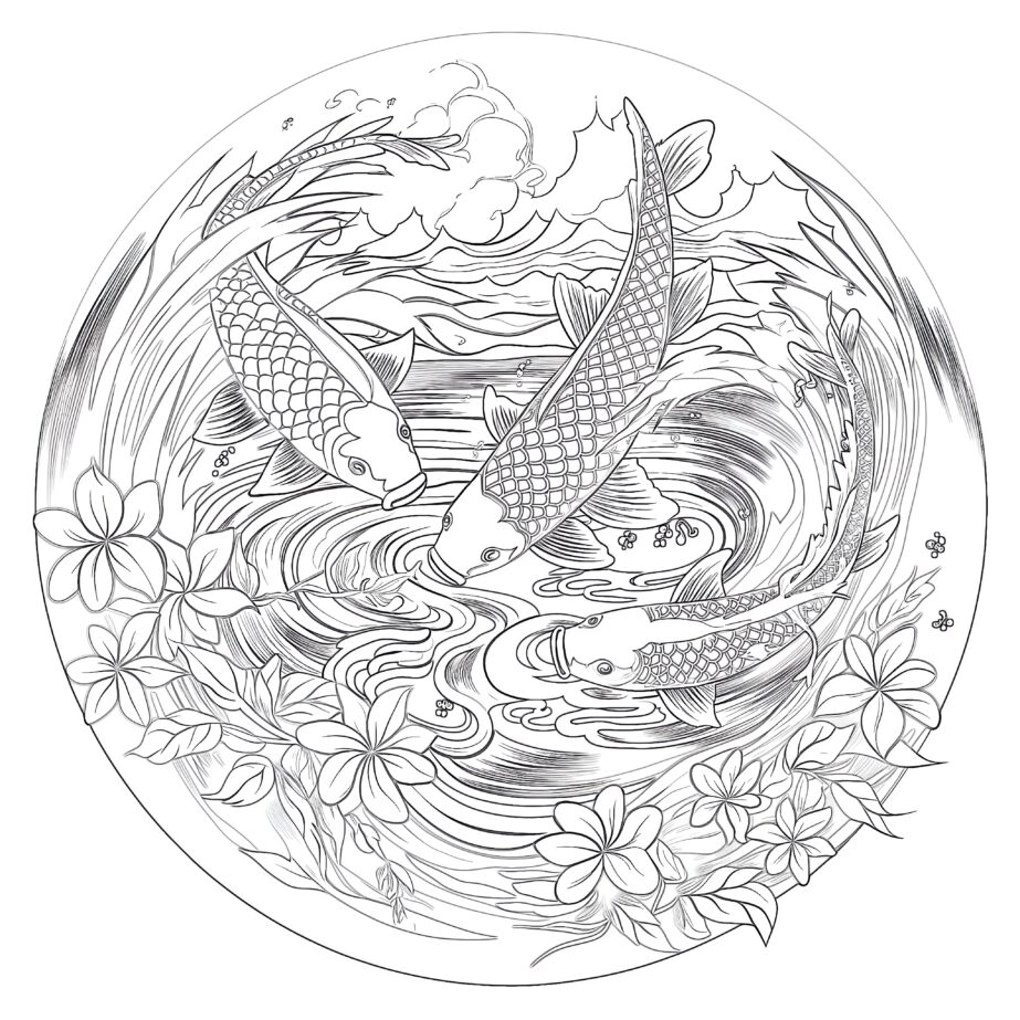 Koi Pond Coloring Pages