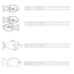 ワンフィッシュ ツーフィッシュ 塗り絵 ページ 印刷可能 - 印刷用ぬりえページ