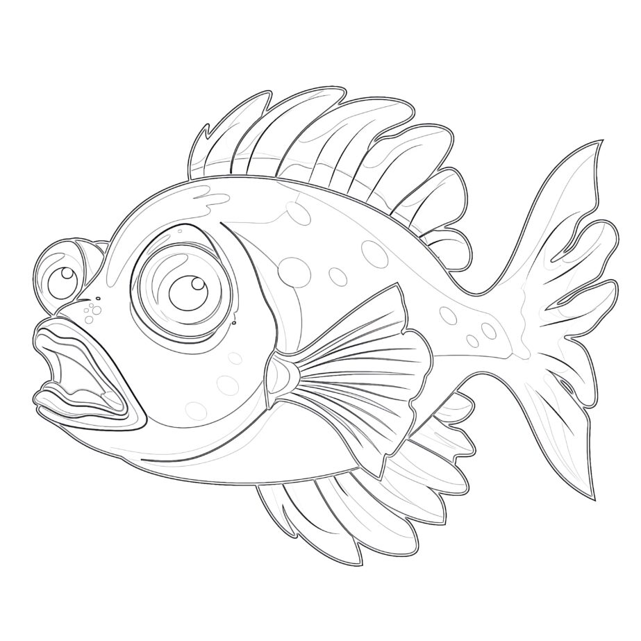 Page de coloriage Poisson Pout Pout | Pages à Colorier Mimi Panda