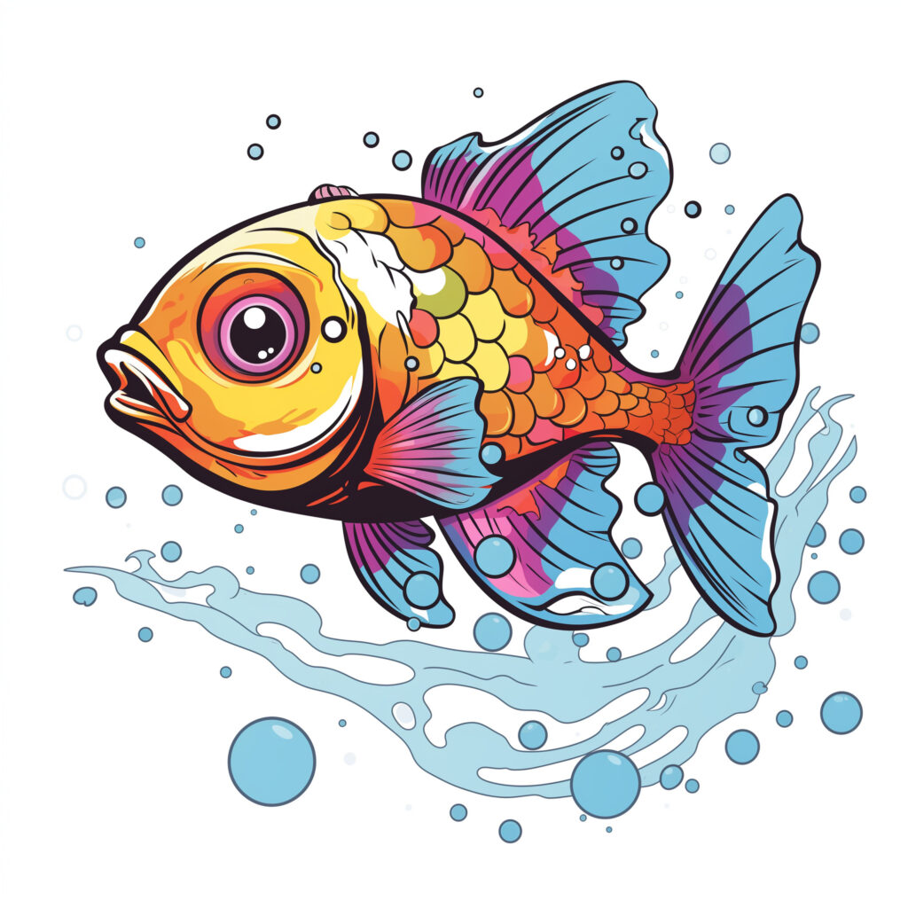 Cartoon Cute Goldfish Coloring Page | Coloring Pages Mimi Panda