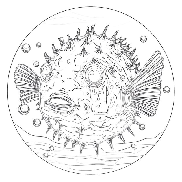 Puffer Fish Coloring Page | Coloring Pages Mimi Panda