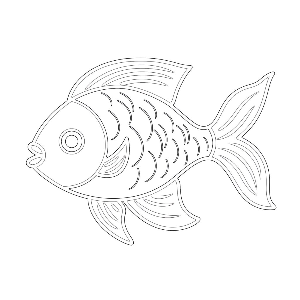 Cartoon Cute Goldfish Coloring Page | Coloring Pages Mimi Panda