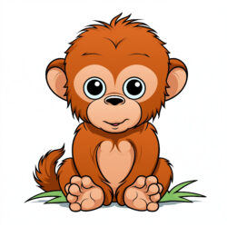 Bébé Orang-Outan Page De Coloriage - Image d'origine