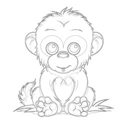 Baby Orangutan Coloring Page - Printable Coloring page