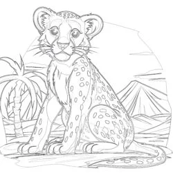 Cheetah Colour In Coloring Page - Printable Coloring page