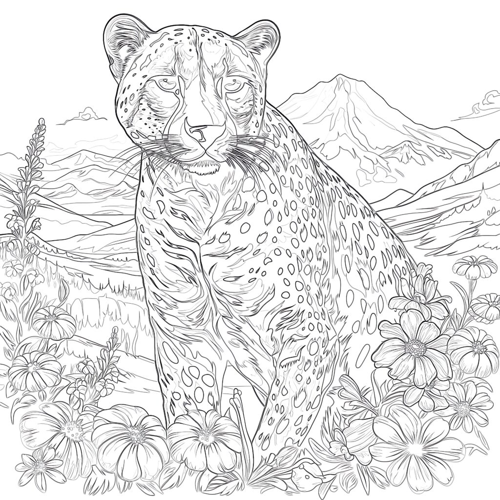 Cheetah colouring coloring pages mimi panda