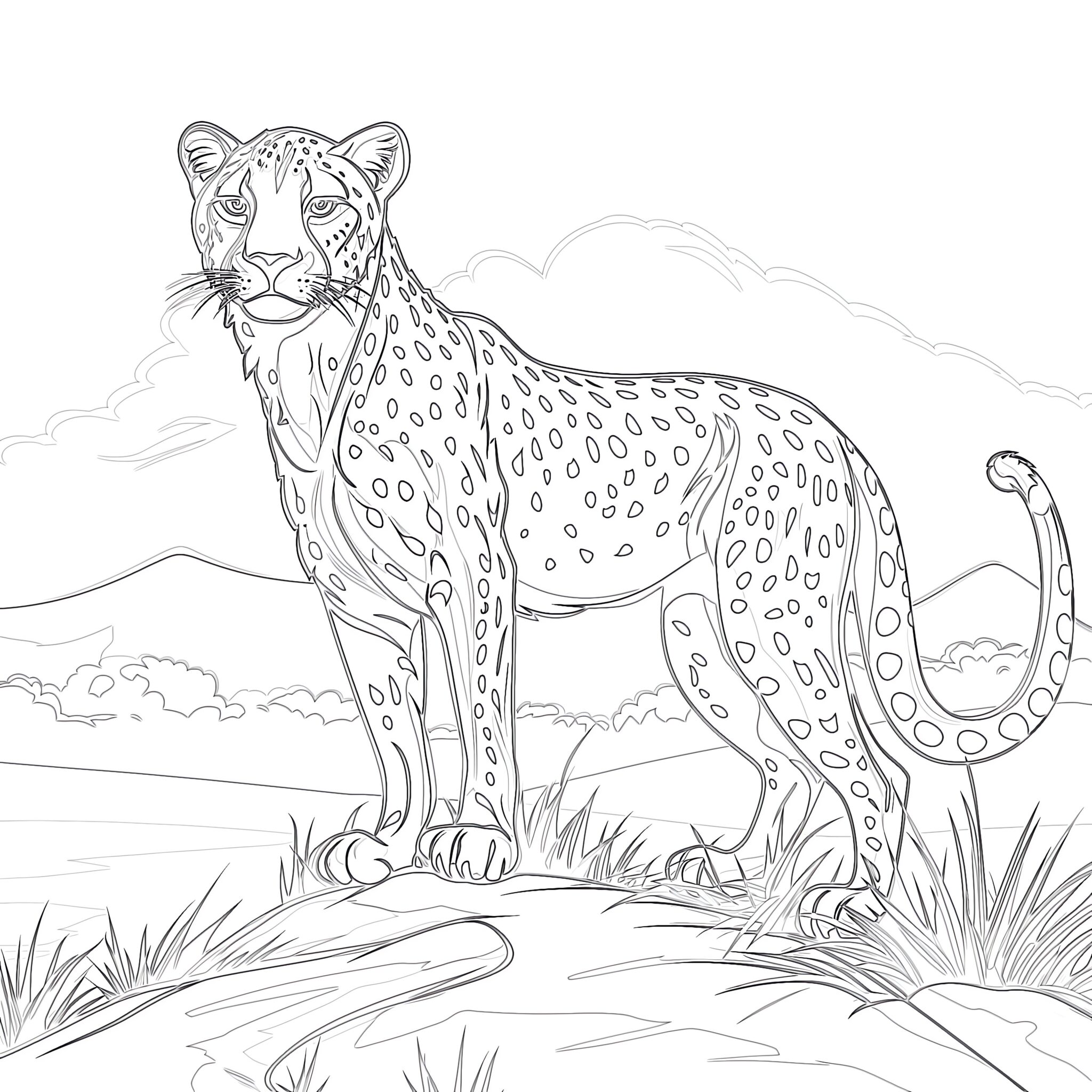 Cheetah Colouring In Picture Coloring Page | Coloring Pages Mimi Panda