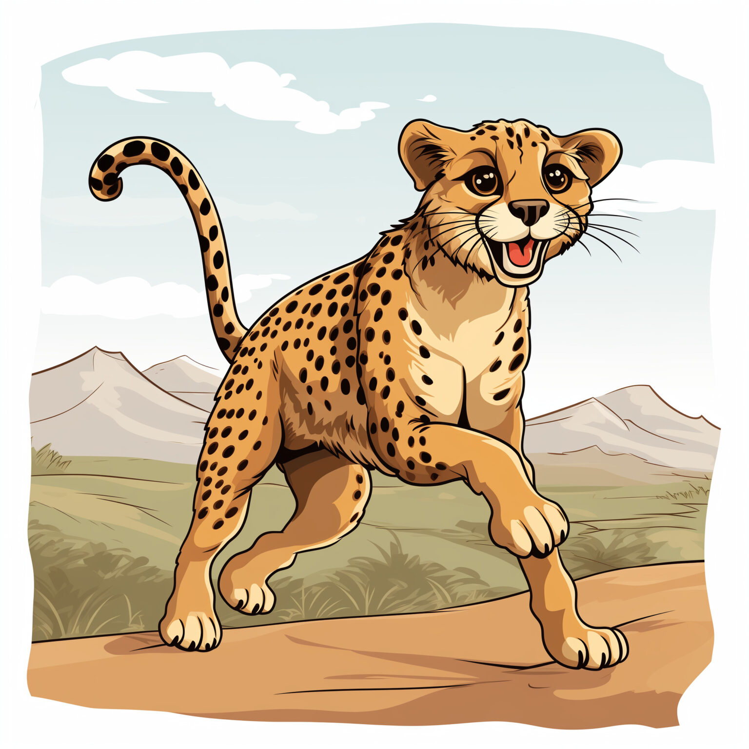 Easy Cheetah Coloring Pages | Coloring Pages Mimi Panda