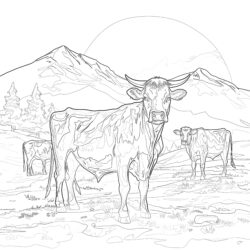 Kühe zum Ausmalen Ausmalen Seite - Druckbare Ausmalbilder