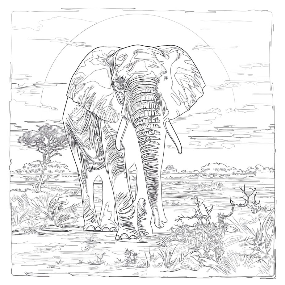 Ausmalbild Elefant Färbung Seite
