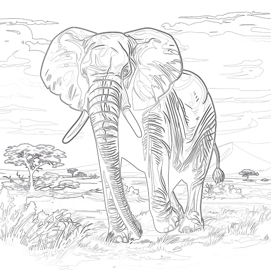 Coloriage de L’éléphant Page à Colorier