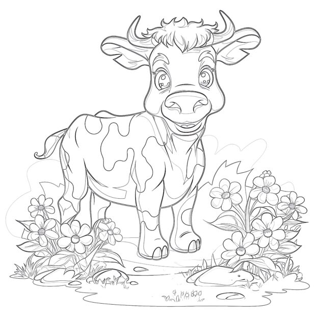 Cow Colouring In Coloring Page | Coloring Pages Mimi Panda