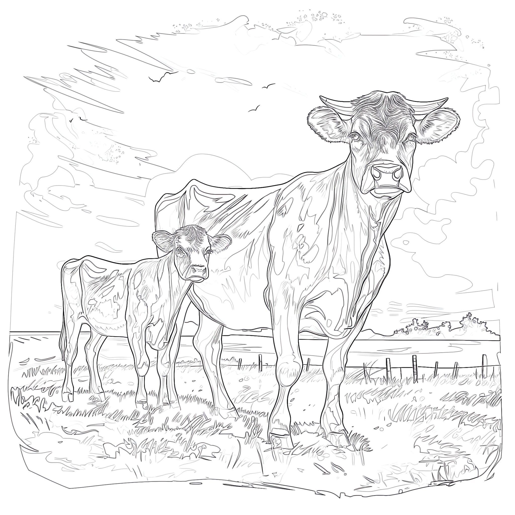 Cows Coloring Page | Coloring Pages Mimi Panda