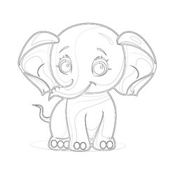 Cute Coloring Pages Of Elephants - Printable Coloring page