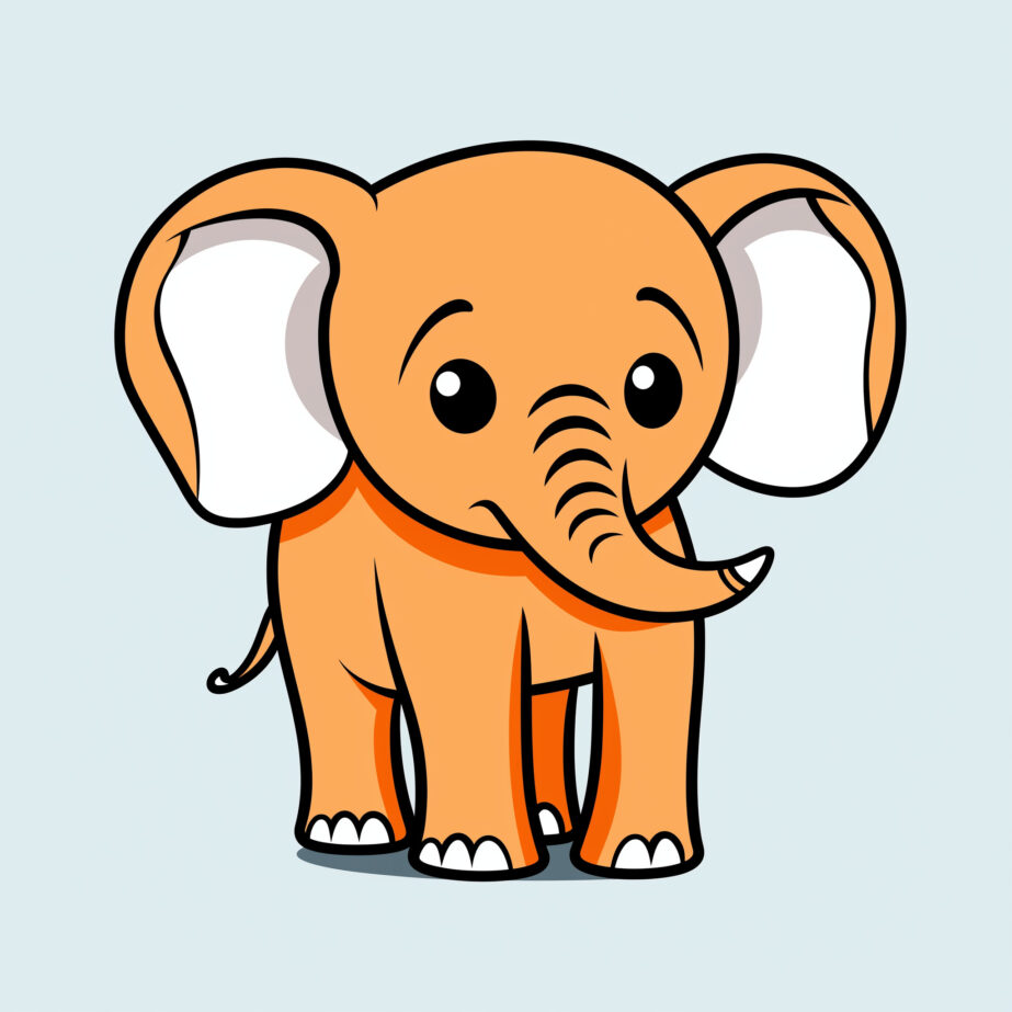 Cute Elephant Coloring Page 2