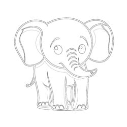 Cute Elephant Coloring Page - Printable Coloring page