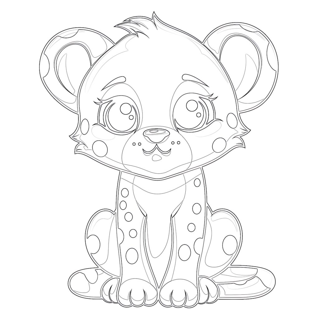 Easy Cheetah Coloring Pages | Coloring Pages Mimi Panda