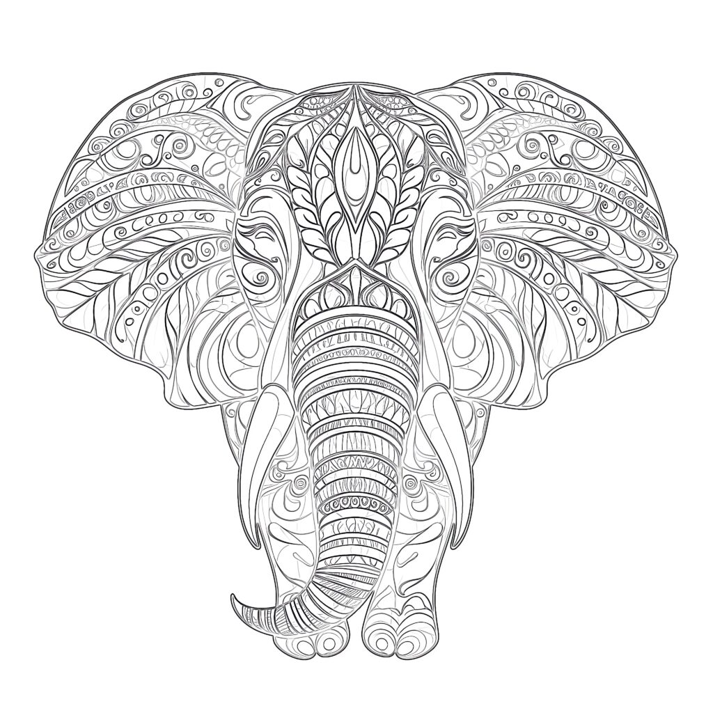 Elephant Coloring Book Page | Coloring Pages Mimi Panda