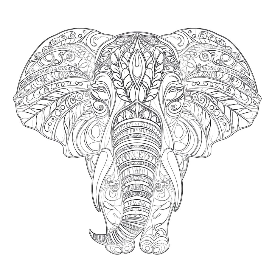 Elefanten-Malbuch Seite Ausmalbild Seite