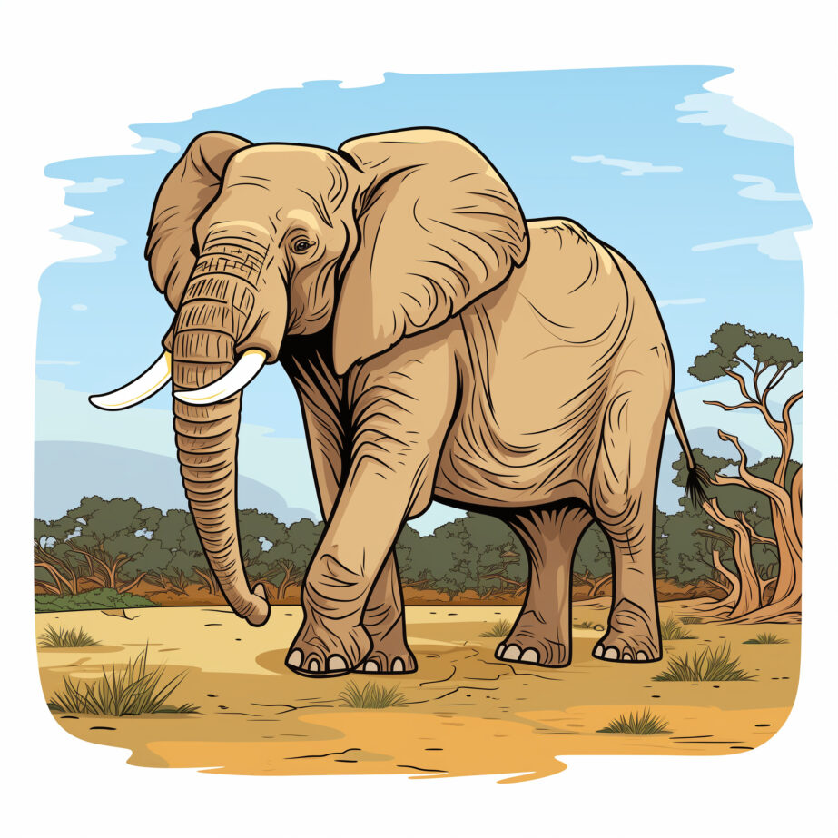 Elephant Coloring Book Pages 2