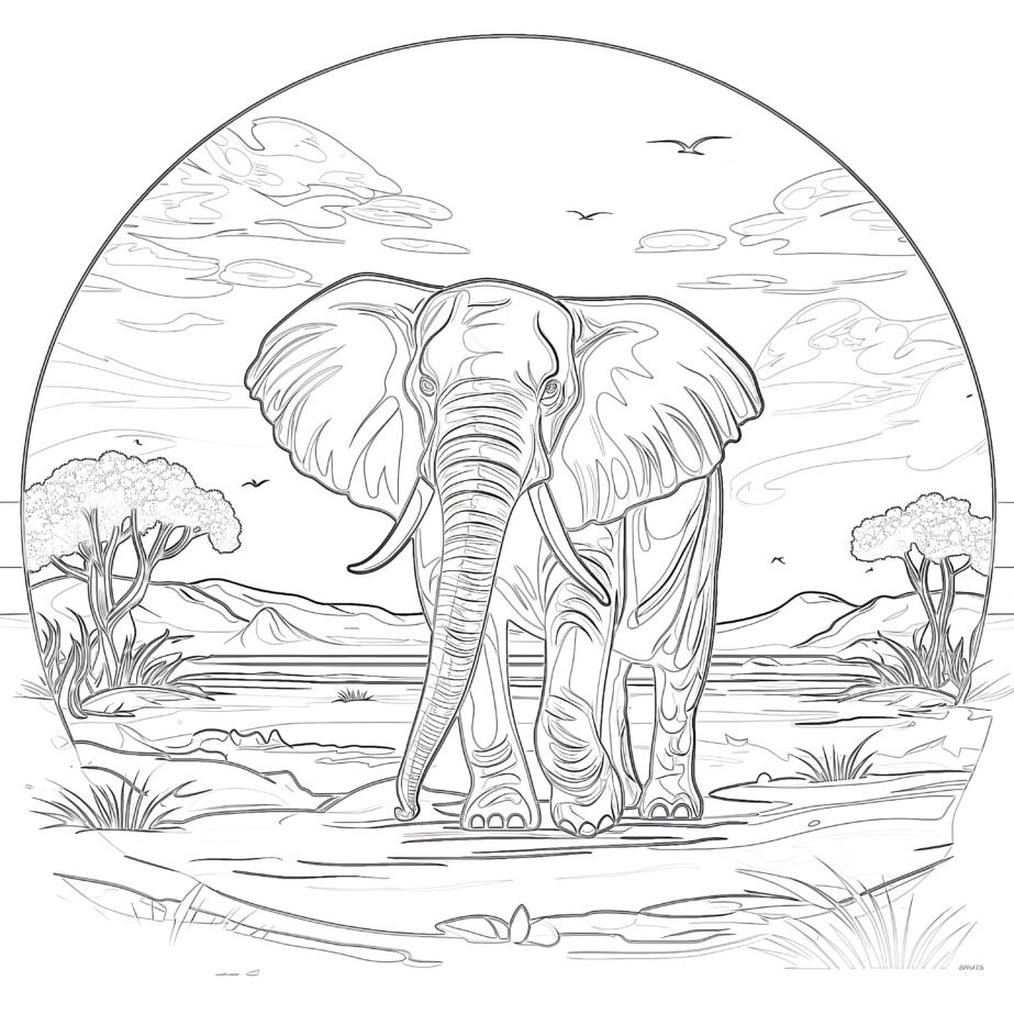 Images à Colorier de L’éléphant Page de Coloriage