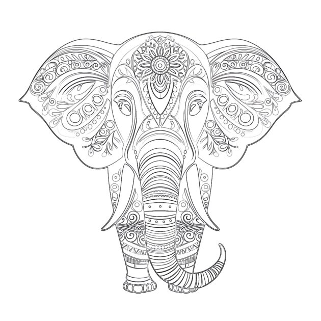 Elephant Coloring Page Printable | Coloring Pages Mimi Panda