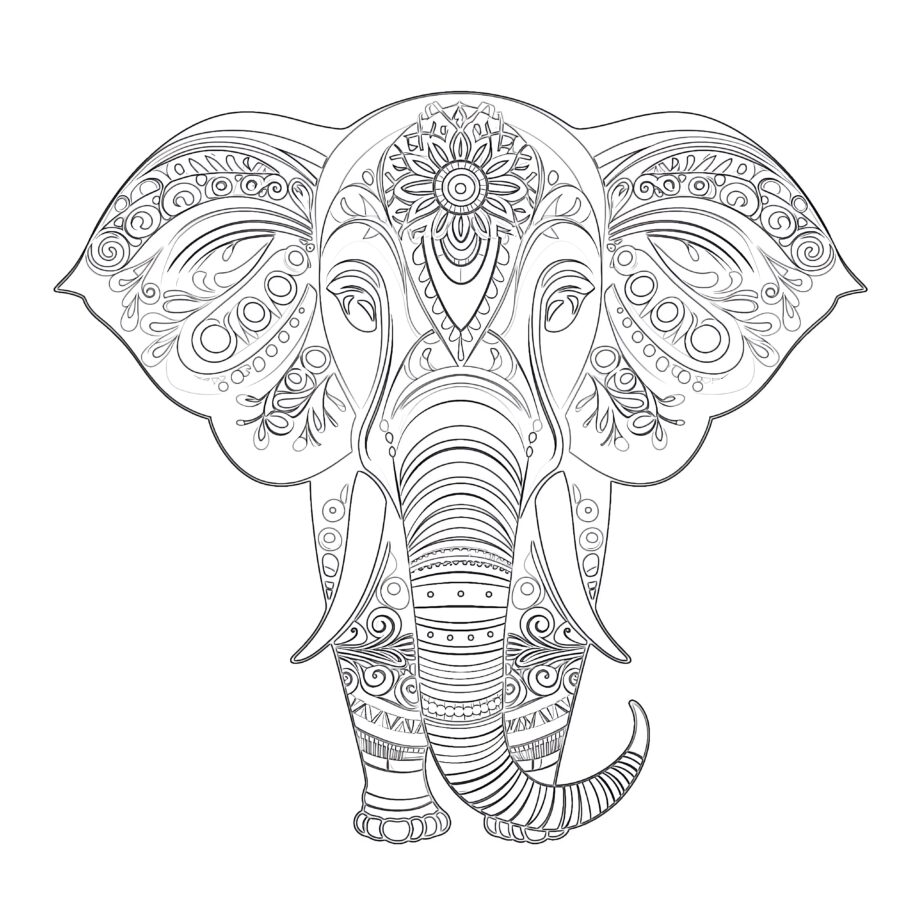 Página Para Colorear de Elefantes
