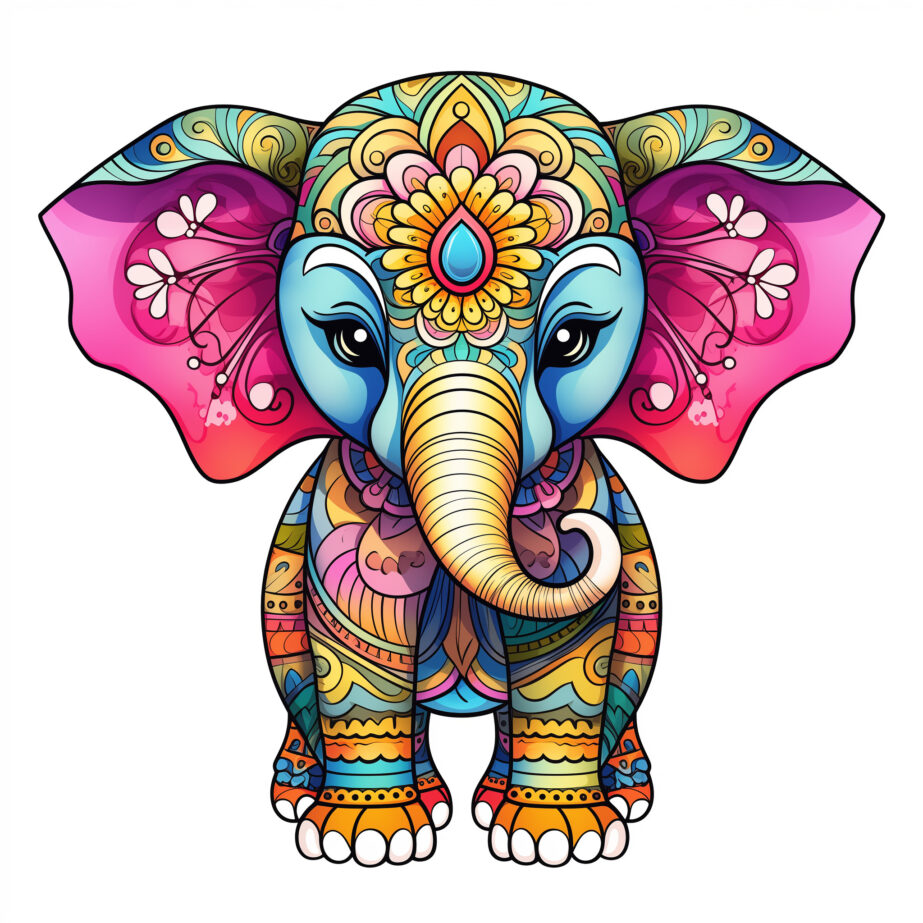 Elefant Färbung in Bild Färbung Seite 2