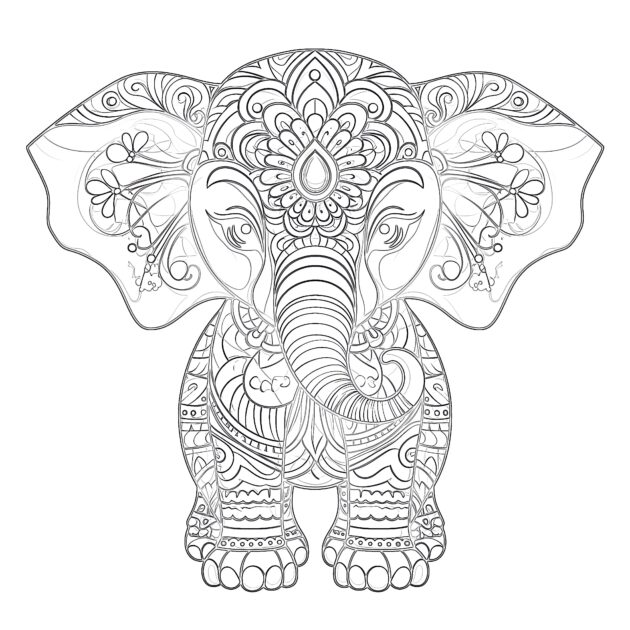Elephant Colouring In Picture | Coloring Pages Mimi Panda