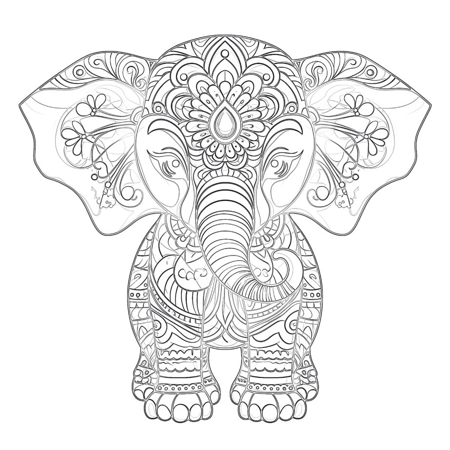 Elefant Färbung in Bild Färbung Seite