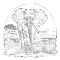 Elephant Images To Colour - Printable Coloring page