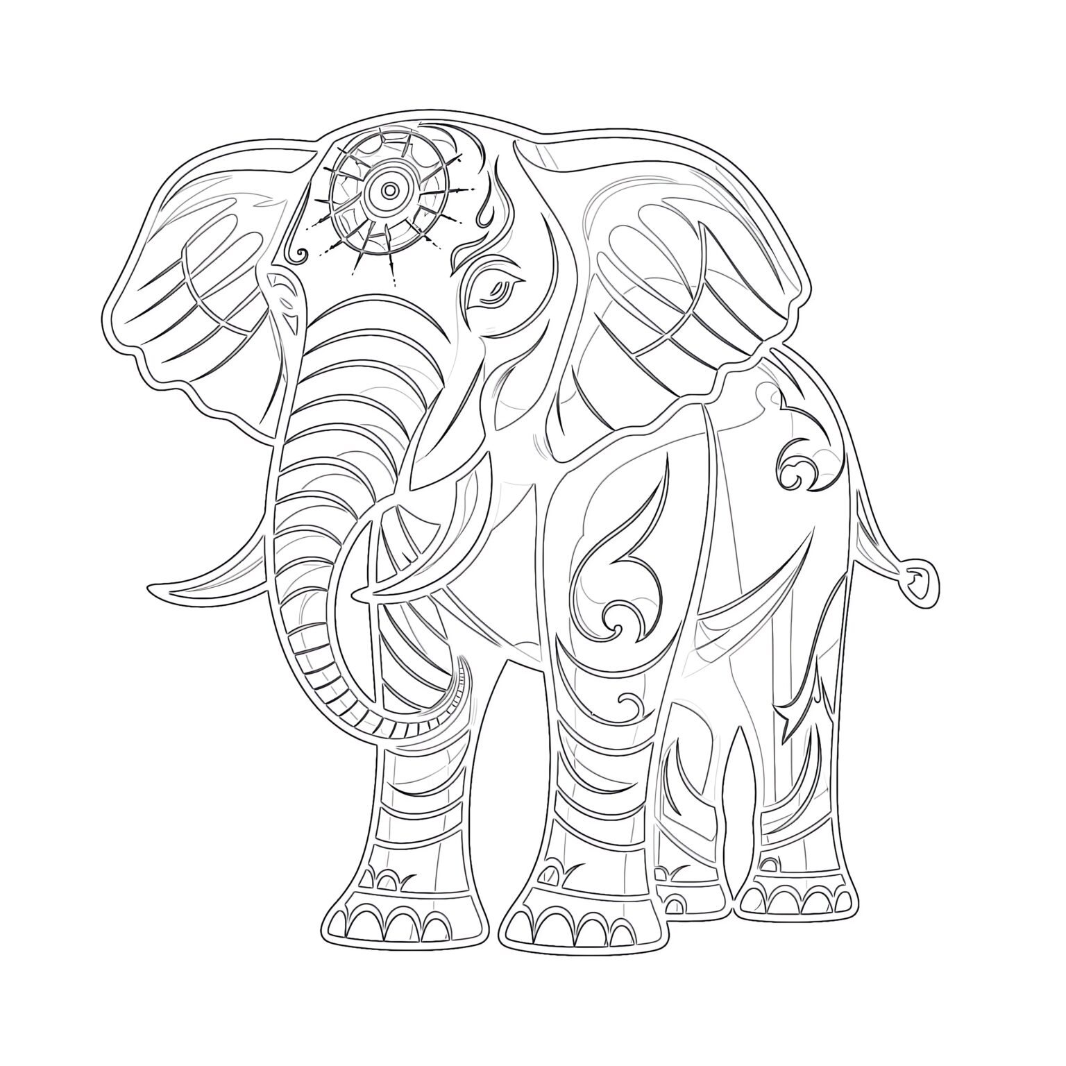 Elephant Pictures To Color Printable 