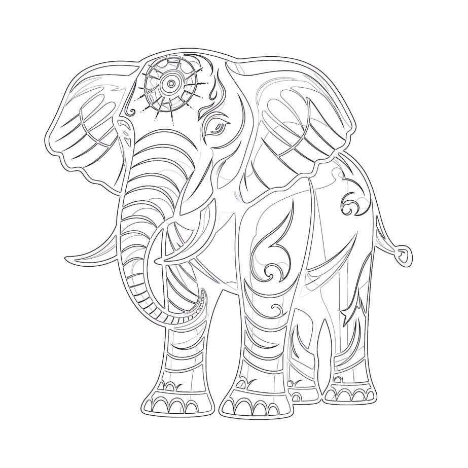 Obrazki Słonia do Kolorowania do Druku Kolorowanka