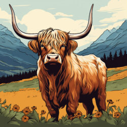 Pages à Colorier Pour Adultes sur les Vaches des Highlands - Image d'origine
