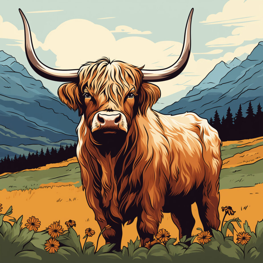 Pages à Colorier Pour Adultes sur les Vaches des Highlands 2