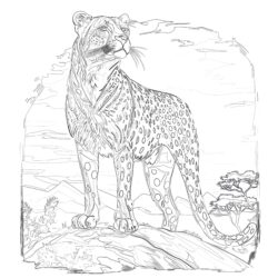 Realistischer Gepard Färbung Seiten - Druckbare Ausmalbilder