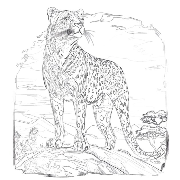 Realistic Cheetah Coloring Pages | Coloring Pages Mimi Panda
