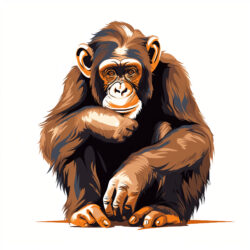 Chimpanzé Assis Page À Colorier - Image d'origine
