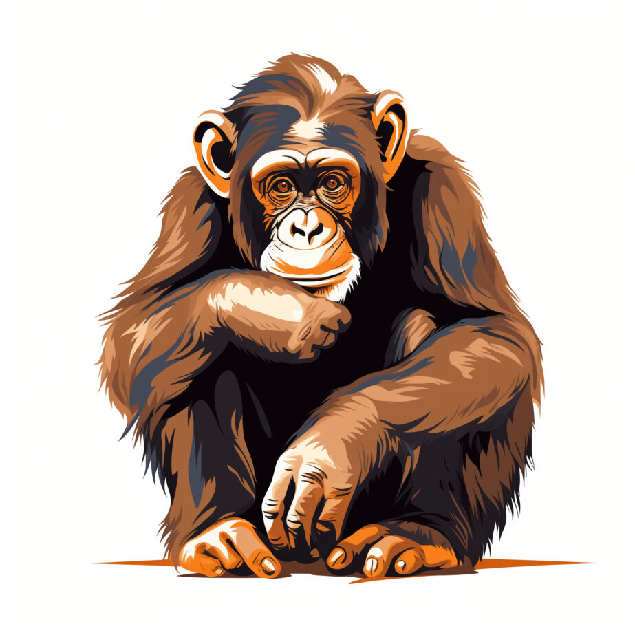 Chimpanzé Assis Page À Colorier 2