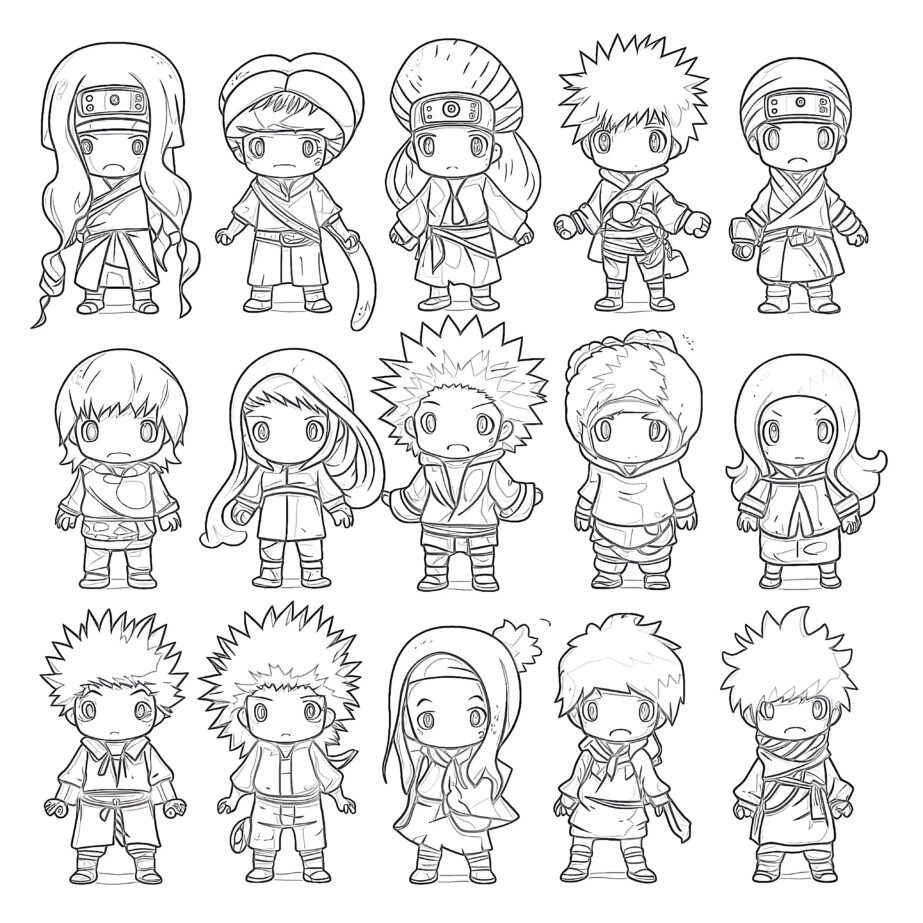 Anime Characters Coloring Sheets