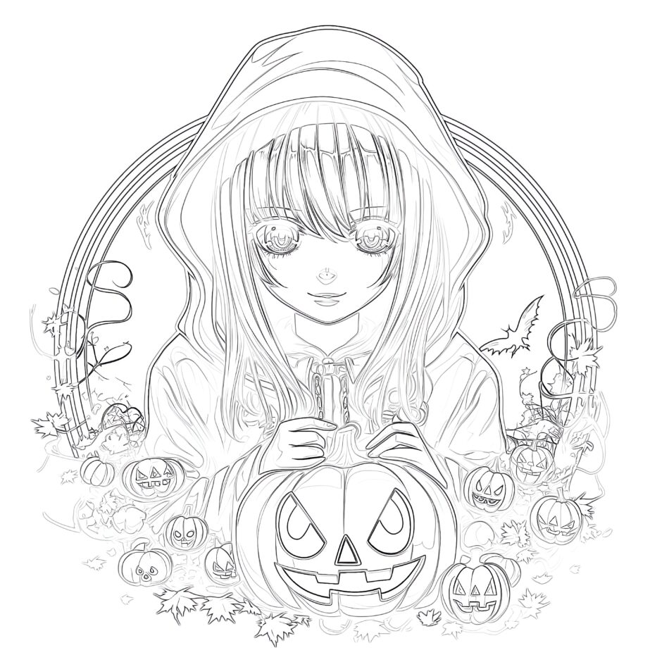 Anime Halloween Coloring Pages