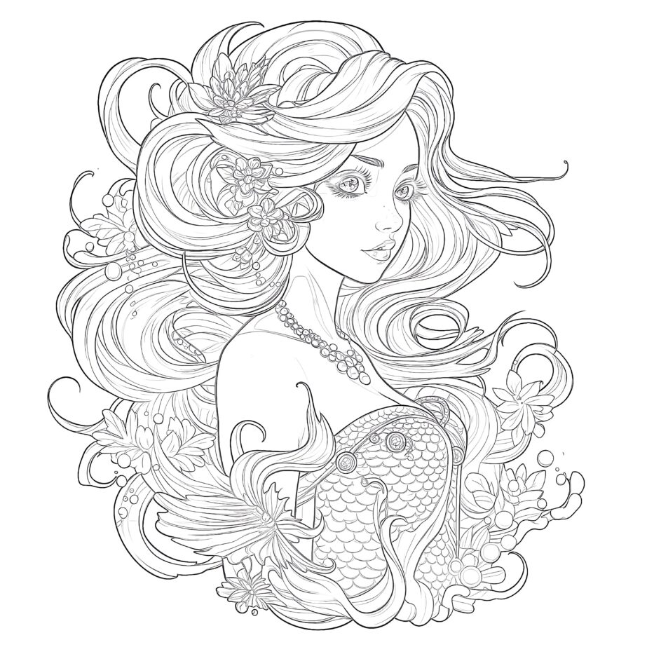 Anime Mermaid Coloring Pages