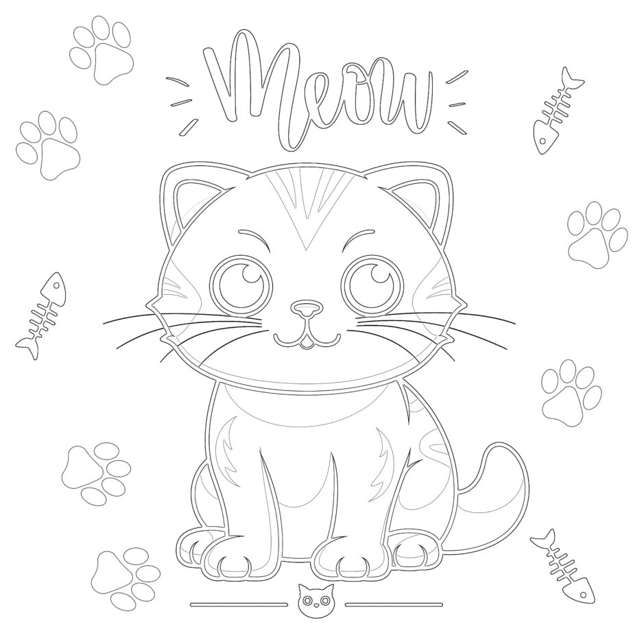 Best Cat Coloring Page Free